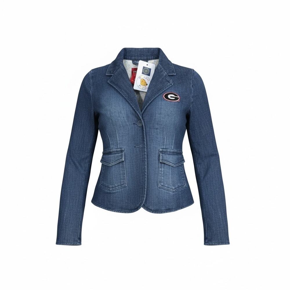 Mossimo Girls Denim Blazer Jacket Georgia Bulldogs Patch Size 7/8
